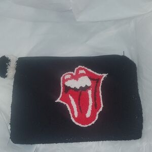 Edgy Black Clutch with Red Graphic